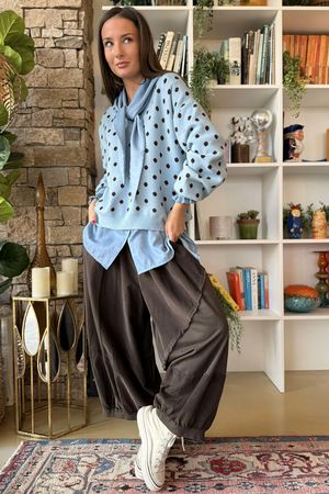 Edie Polka Dot Knit Baby Blue